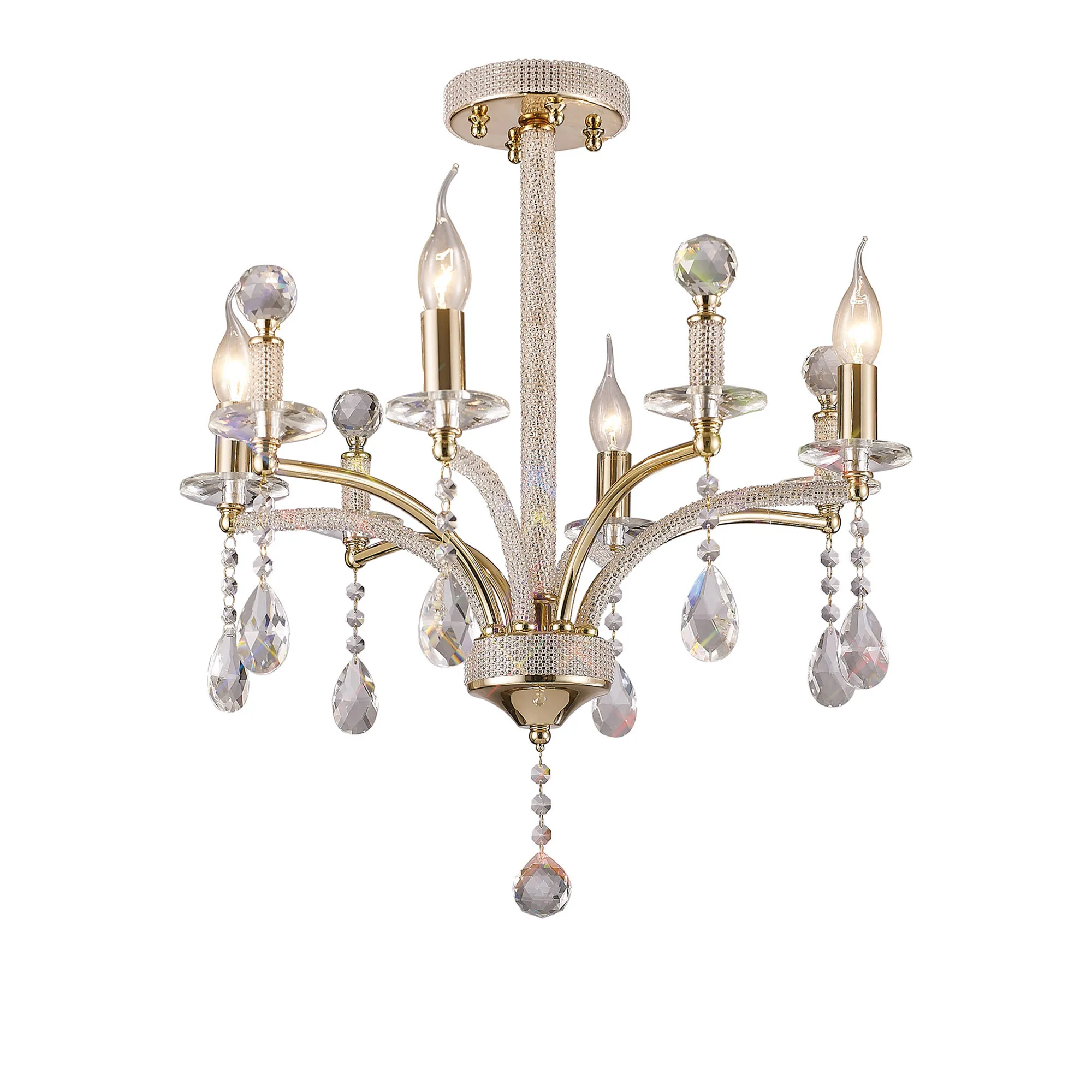 Fiore Crystal Ceiling Lights Diyas Multi Arm Crystal Fittings